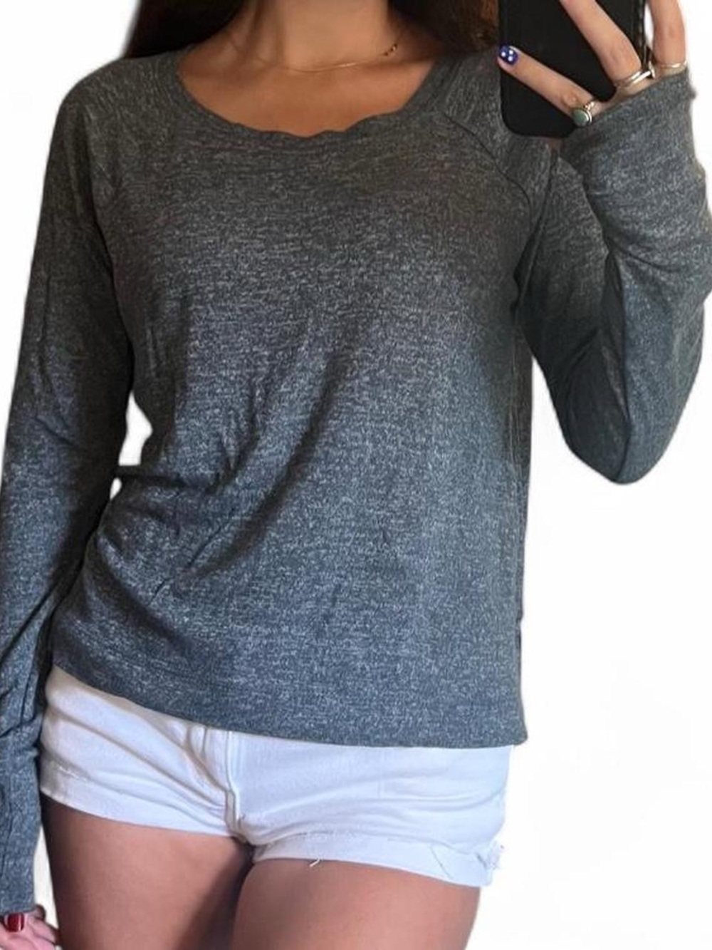 PacSun Heather Gray Long Sleeve Crewneck Top